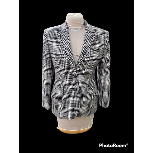 Lauren by Ralph Lauren Houndstooth 2-Button Blazer 8P Academic, School Girl - Picture 4 of 12